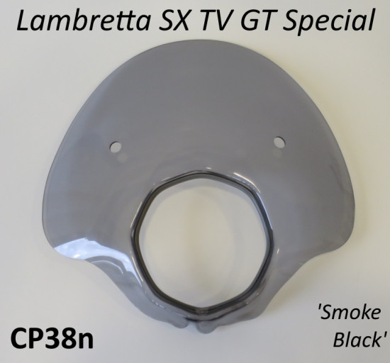 Smoke Black 'Bubble' flyscreen for Lambretta SX + TV + GT + Special (complete with bracket set)