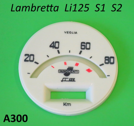 80 Kmh speedo face Lambretta S1 + S2 125cc