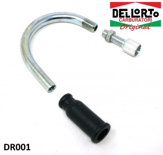 160° curved throttle cable connector tube + adjuster for Dell'Orto carbs
