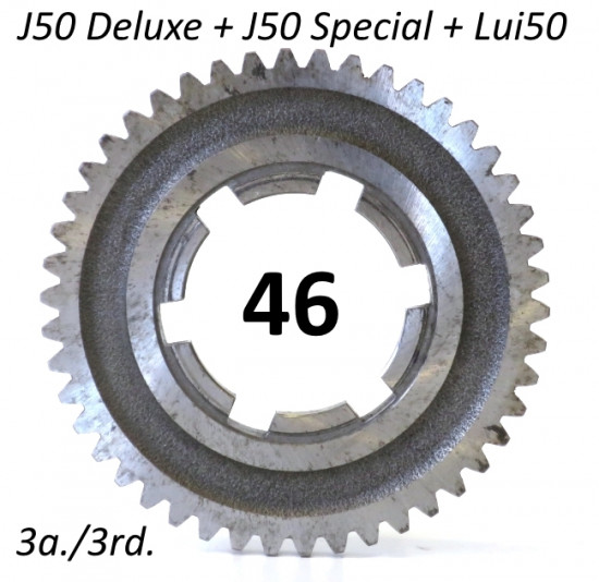 46T 3rd gear cog for Lambretta J50 Deluxe + Special + Lui 50C / CL models