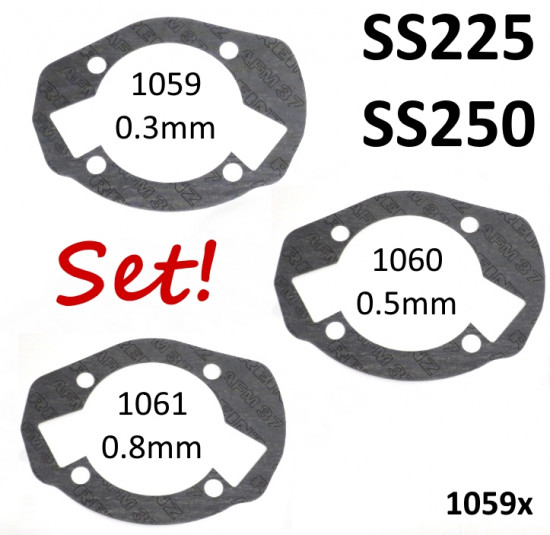 Set of 0.3 + 0.5 + 0.8mm thick base gaskets for SS kits (+ similar 225-250cc kits)