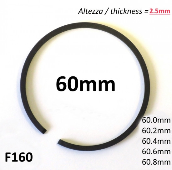 60mm (2.5mm thick) high quality original type piston ring + all oversizes