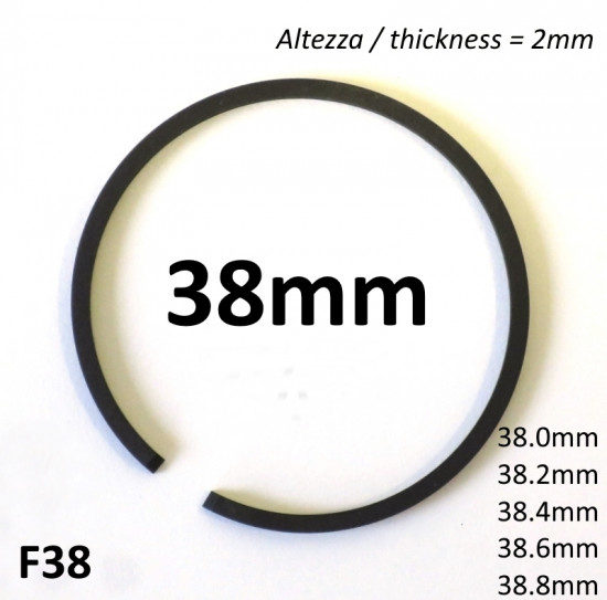 38mm (2.0mm thick) high quality original type piston ring + all oversizes