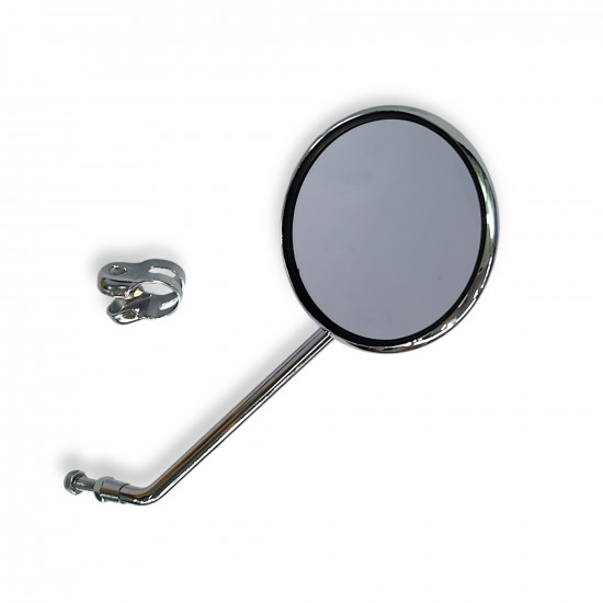 LEFT hand round MEDIUM length stemmed mirror (with round bar clamp)