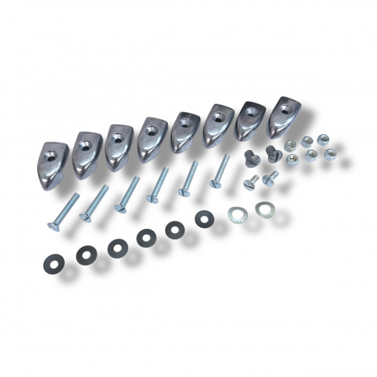 Set of 8 x floor channel endcaps + complete fastener kit Lambretta LI S3 + TV3 + Special + SX 