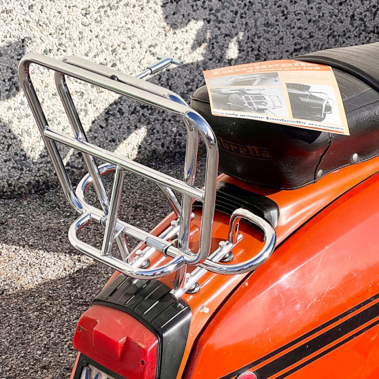 Newly-made “ Two - Four” 70’s type rear rack and spare wheel carrier suitable for any Innocenti Lambretta S3 model LI-TV-SX-GP-Serveta.