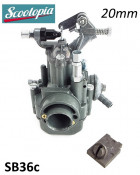 Complete 20mm Dell'Orto SH1 / 20 type carburettor for Lambretta S3 + GP / DL + Serveta