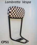 Black short backrest with chequered pad for Lambretta + Vespa