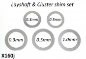 Set of 5 special cluster + rear layshaft shims for 'Cyclone 5 Speed' gearbox