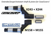 Extended sliding piston for extended kickstart shaft for CasaCover engine sidecasing