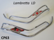 Lambretta LD125 LD150 Ulma style double legshield trims (red gems)