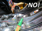 Extended neck adjuster for control cables on top of engine (stainless steel version) Lambretta LI + TV2/3 + Special + SX + GP/DL + Serveta