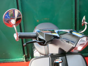 Round multi-angle handlebar mounted mirror for New Lambretta V-Special
