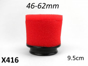 Marchald red 9.5cm high performance air filter for carbs with EXTERNAL mouth of 46 - 62mm