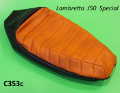 Complete brown + black seat cover (with internal rubber + sponge) Lambretta J50 Special
