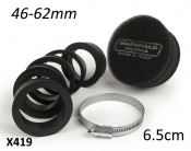 Marchald black 6.5cm high performance air filter for carbs with an EXTERNAL mouth of 46 - 62mm 
