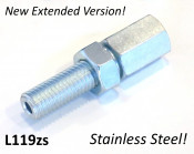 Extended neck adjuster for control cables on top of engine (stainless steel version) Lambretta LI + TV2/3 + Special + SX + GP/DL + Serveta