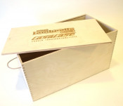 Wooden display / exhibition case for CasaCase Lambretta engine casing (sliding top cover version)