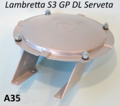 Horizontal rear wheel carrier accessory + 'Innocenti' disc for Lambretta S3 + GP DL + Serveta