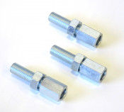 Set of 3 x extended neck adjusters for control cables on top of engine (stainless steel)