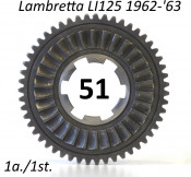 51T 1st gear cog for Lambretta LI125 1962-'64 + Serveta 125