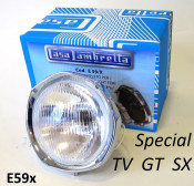 Complete headlight unit for Lambretta S3 Special + TV175 + TV200 + SX200