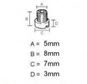 5mm small thread jet Dell'Orto MA + MB + SH + SHB (main jet) + PHBL + PHBH (min jet) carburettors