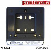 Number plate holder with 'Rimini Lambretta Centre' logo for Lambretta V50 Special