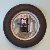 Black Castrol 2 stroke oil can holder + dispensor for mounting inside spare wheel Lambretta LI + TV + SX + Special + DL + Serveta