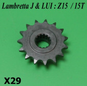 15T front drive sprocket for Lambretta J + Lui models (for up-gearing when tuning)