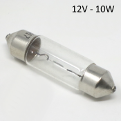 12V 10W torpedo festoon bulb for headlight (for 12V ignitions), medium size 