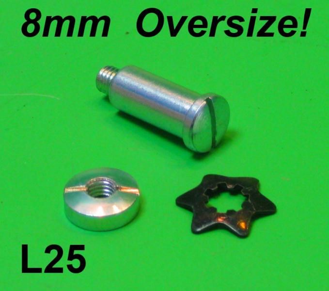 Perno maggiorato +1,00mm con rondella e dado per leva freno / frizione Lambretta LI + TV2/3 + SX + DL + Serveta