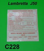 Running in sticker for J50, J100 and J125 M3 3 speed