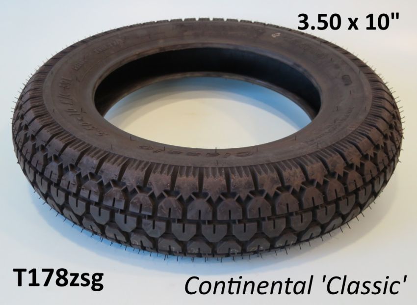 Continental 3.50 x 10" tyre with 'Classic' tread pattern