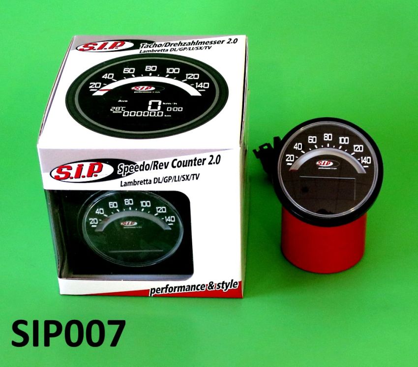 Contachilometri multifunzione SIP Nero Lambretta LI S1 / S2 + TV1 + TV2
