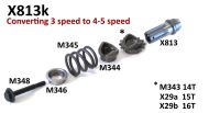 Special cush drive sprocket assembly for converting 3 speed casings to 4/5 speed Lambretta J + Lui