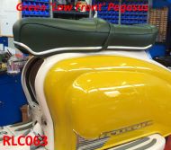 Sella RLC Pegasus Flatbase Verde, Versione BASSA, per Lambretta LI + TV + SX + Special + DL + Serveta