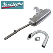 Complete 'Innocenti' exhaust silencer + U bend for Lambretta S3 (WITHOUT mushroom baffle)