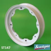 Scootopia White 10" wheel rim with Innocenti logo Lambretta LI + TV + SX + Special + GP/DL + Serveta