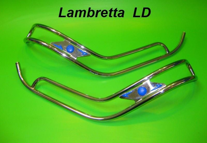 Lambretta LD125 LD150 Ulma style double legshield trims (blue gems)