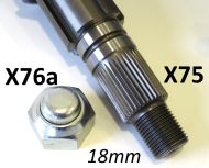 Special rear hub nut (with18mm internal thread) for use with multi-splined layshaft X75