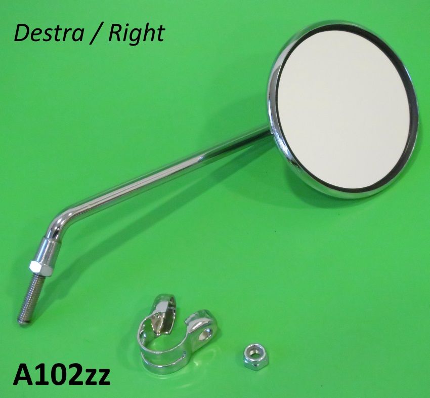 RIGHT hand round MEDIUM length stemmed mirror (with round bar clamp)