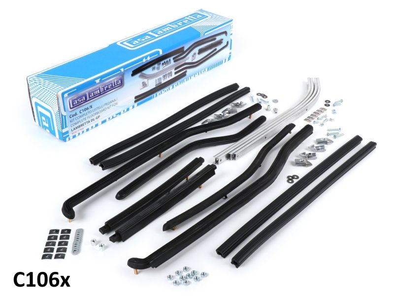 Complete black front + rear floorboard runner kit for Lambretta GP / DL