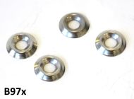 Set of 4 x cupped dish shaped washers for inside leghields Lambretta LI + TV + SX + Special + GP/DL (4pz)