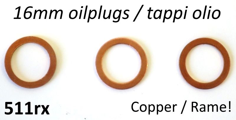 Copper washers set for side casing oil plugs Lambretta D/LD + LI + TV + SX + Special + GP/DL + Serveta + J + Lui