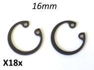 Coppia seeger 16mm (tipo originale) per pistone Lambretta D/LD (mod. dal 1954) + LI + TV + SX + Special + DL + Serveta + J100/125
