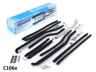 Complete black front + rear floorboard runner kit for Lambretta GP / DL