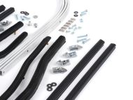 Complete black front + rear floorboard runner kit for Lambretta GP / DL