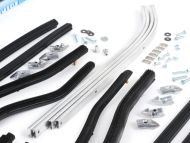 Complete black front + rear floorboard runner kit for Lambretta GP / DL