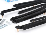 Complete black front + rear floorboard runner kit for Lambretta GP / DL